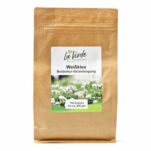 La Verde MEIN GARTEN UND ICH. Weißklee Samen 750 Gramm für ca. 400 m², Futterpflanze, Bodenkur, mehrjährige Gründüngung, Saatgut ohne Gentechnik