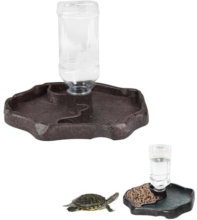 JINJUMEI Schildkröten Wasserschale, Reptilien Wasserspender Terrarium Wasserschale Schildkröten Wasserspender mit Flasche für Schildkröten, Geckos, Schlangen, Frösche usw Reptilienhaustier