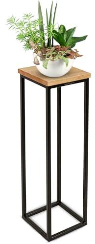 holz4home® Dekoständer aus massiv Eichenholz I Blumenständer Natur Geölt I Höhe: 70 cm I Dekosäule mit Stahlrahmen I Fertig montiert und geölt