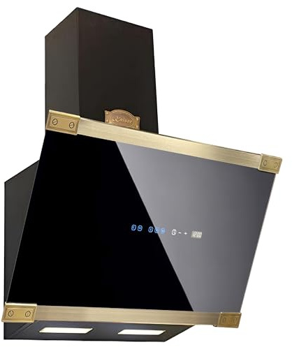 Kaiser Retro Dunstabzugshaube 90 cm AT 9445 AD Eco · Kopffreihaube · Art Deco Wandhaube Elfenbein Glas · 1250 m³/h · Randabsaugung · Touch Control · LED · Abluft und Umluft Inkl. Umluftset