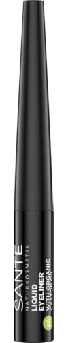 Sante Naturkosmetik Liquid Eyeliner 01 black, Flüssiger Eyeliner in schwarz, Feine spezielle Filzspitze, Natural Make-up, Vegan 3, 5ml