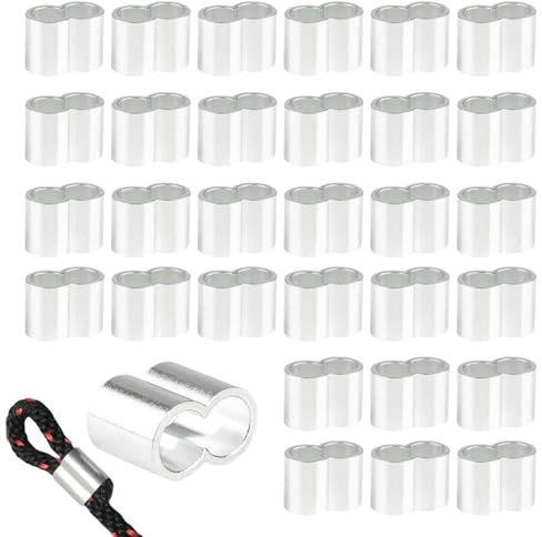 Seilklemme 30 Stück 8mm, Aluminium Würgeklemmen für Drahtseil, Expanderseil und Planenseil, Presshülsen Quetschhülsen für Befestigung, Heimwerker und Outdoor Anwendungen