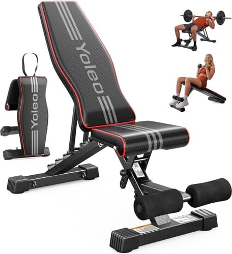 YOLEO Verstellbare Gewichtbank für das Heimtraining, ENISO-zertifiziert mit 375KG Tragfähigkeit