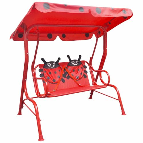 vidaXL Kinder Hollywoodschaukel Rot Kinderschaukel Gartenschaukel Gartenbank
