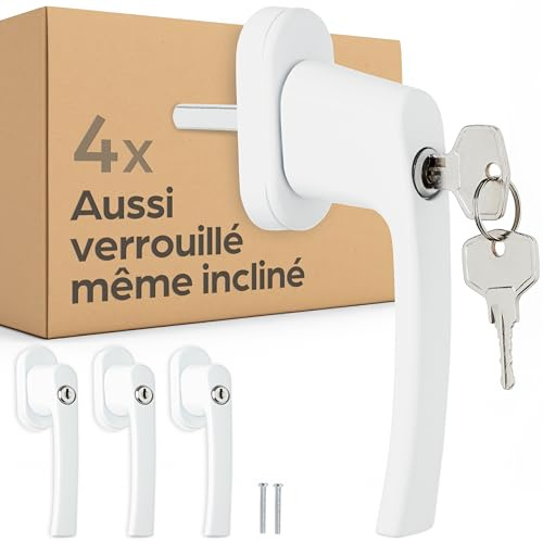 Prowiste 4 Abschließbare Fenstergriffe Weiß - 𝗞𝗶𝗻𝗱𝗲𝗿𝘀𝗶𝗰𝗵𝗲𝗿 - Einfache Montage - Mit 8 universalen Schlüsseln - Zuverlässiger Schutz