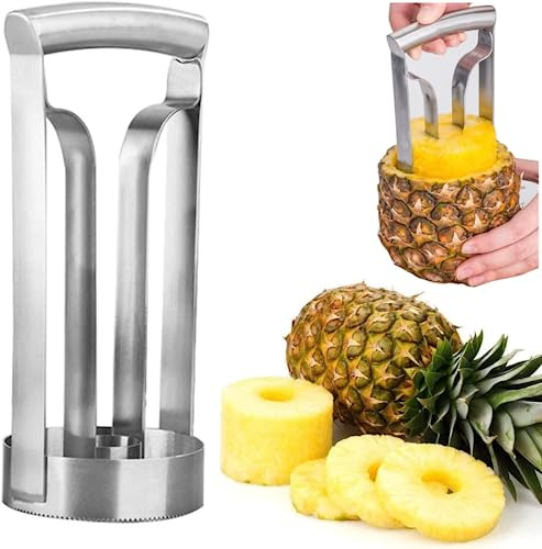 Queen.Y Ananasschneider aus Edelstahl,Verbessert Griff Ananasschneider,Ananas Slicer Cutter Maschine Obst Parer für Familien hotel