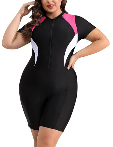 OMEWEE Badeanzug Große Größen für Damen Bademode mit Bein für mollige Frauen Sexy Bikini mit Druck Schwimmanzug Badeanzug Damen Sport