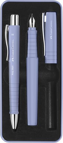 FABER-CASTELL - Schreibset Poly Pen Pale Iris, 2-teilig | Geschenkset mit Füller B und Kugelschreiber XB für Schule, Büro und Alltag