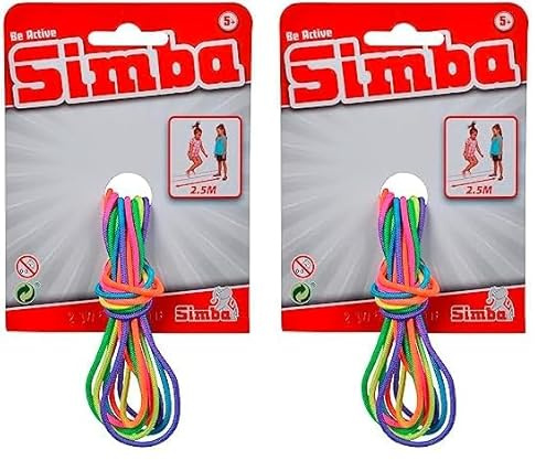 Simba 107302096 - Gummi Twist, Hüpfgummi, Regenbogenfarben, Länge 3 Meter, Gespannte Doppellänge 2,5 Meter, ab 5 Jahren (Packung mit 2)
