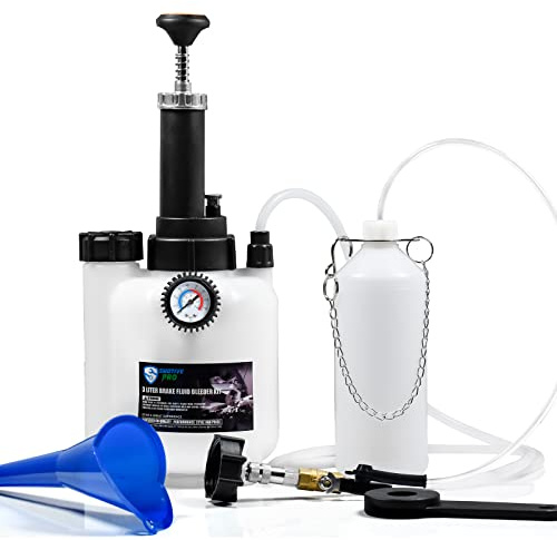 SMOTIVEPRO Bremsenentlüftungsgerät, 3L Bremsflüssigkeitswechselgerät mit 1L Bremsenentlüfterflasche und E20 Adapter, Geeignet für die Meisten EuropäIschen Automodellen