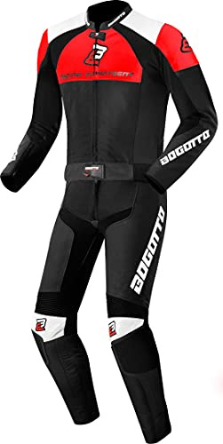 Bogotto Losail 2-Teiler Motorrad Lederkombi, schwarz/weiß/rot, 48