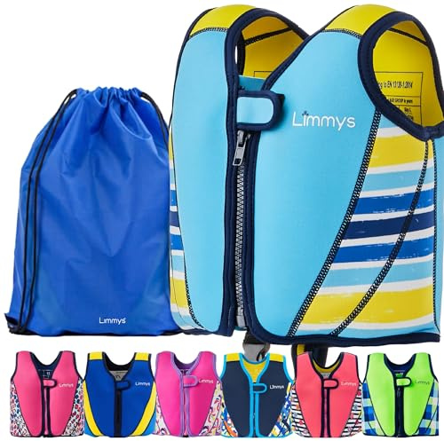 Limmys Schwimmweste für Kinder – Schwimmhilfe mit verstellbarem Auftrieb, Testsieger bei Vergleich.de, weicher Neopren-Komfort, sichere und robuste Verarbeitung, mit Transportbeutel