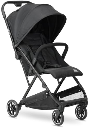 Deryan Easy Reisebuggy, Reise Buggy für Kinder ab Geburt bis 22 kg (0-4 jahr), mit 3 Liegepositionen, Leicht 7.8 kg & Kompakt, Einhand-Faltung, UPF 50+ Sonnendach, Korb bis 5 kg (Schwarz)