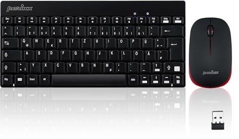 Perixx PERIDUO-712, Kabelloses Mini Tastatur und Maus Set - Minigröße - mit Nano Receiver - 2.4Gh - Schwarz - Leicht und Klein