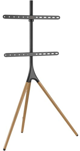 My wall HT22L TV-Standfuß höhenverstellbar, TV Ständer für 32 – 75 Zoll (81,3-190,5 cm), Drehbar, Holzdesign
