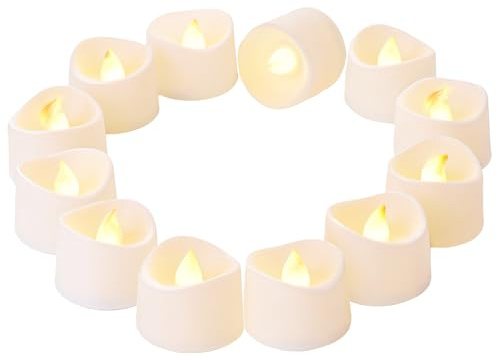 LED Teelichter, Flameless Elektrische Kerzen mit Timer & Automatikmodus | 12 Stücke Realistisches Flackern LED Kerzen Warmes-Licht für Romantisches Abendessen Weihnachtsdeko Gartenparty Wasserfest