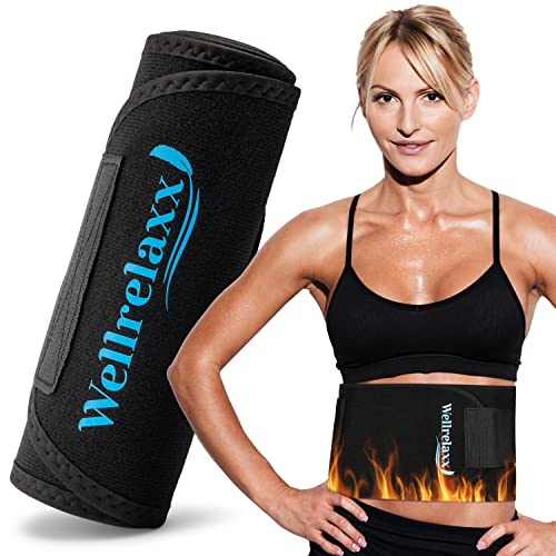WELLRELAXX Bauchweggürtel Damen mit stark haftendem Klettverschluss | Schwitzgürtel Bauch bis 115cm | Bauchweggürtel Herren | Bauchgurt mit Handytasche | Fitness Bauchgürtel sehr angenehm zu tragen
