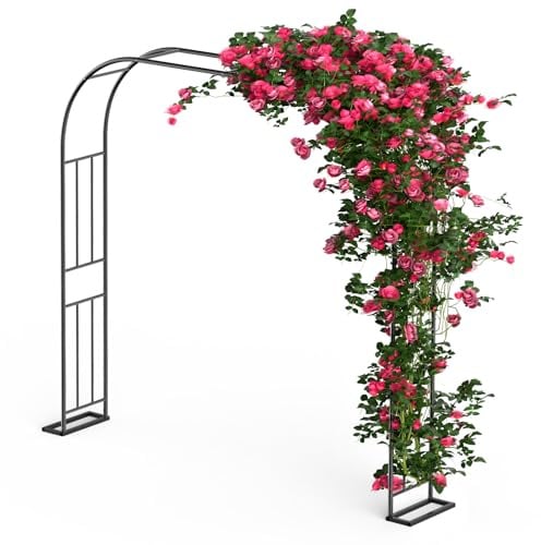 Xverycan Verstellbarer Gartenbogen aus Metall, 240 x 240 cm Rosenbogen | 1,2m 1,8m 2,4m Drei Verstellbare Breiten, für Rosen und Kletterpflanzen, Freistehend Rosengestell für Garten Dekoration