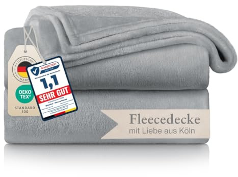 Blumtal Fleecedecke, 150 x 200 cm, Grau, Oeko-TEX® Zertifiziert, Überwurf für Sofa, Cocooning – dick, flauschig, weich und warm – hohe Qualität
