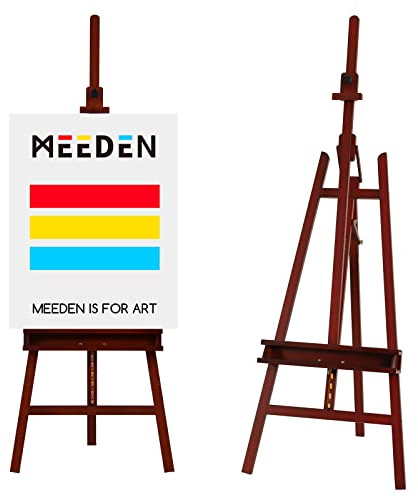 MEEDEN Staffelei Holz Groß 66x226 cm, Verstellbarer Leinwand Ständer aus Deutsche Buchenholz, Klappbare Atelierstaffelei mit Aufbewahungstablett, Holzstaffelei Malstaffelei für Leinwände bis 122cm