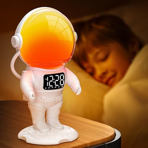 Tageslichtwecker Bluetooth Lautsprecher, Sunrise Wake Up Licht | 21 White Noise,Timer,Wecker mit Licht, Dual Alarm, Dimmbare Nachtlicht mit Farbewechel für Erwachsene & Kinder
