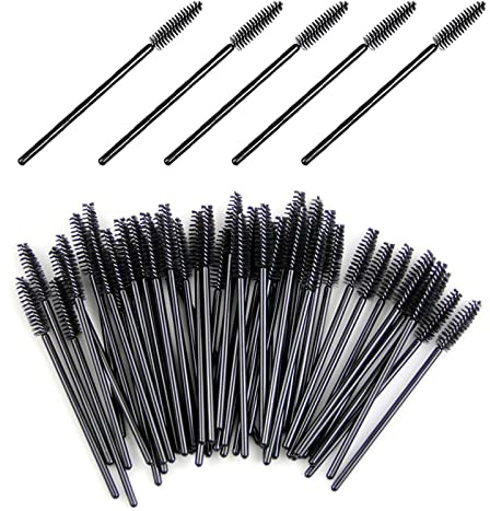 vgggrd 100 Stück Einweg Wimpernbürste, Kosmetik Pinsel für Wimpern und Augenbrauen, Einweg Mascara Zauberstäbe für Beauty-Salon und Hausgebrauch (Schwarz)