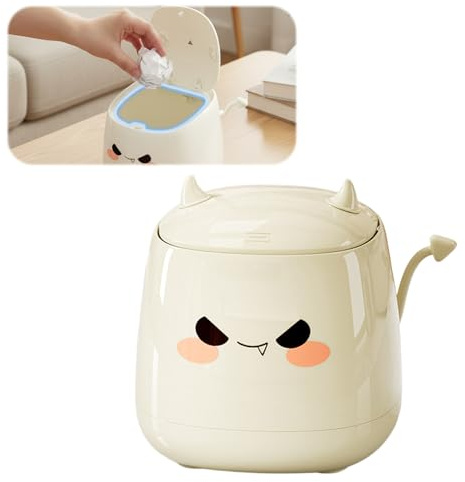 Desktop Mülleimer, Mini TischmüLleimer mit Deckel, Süße Cartoon Tisch Mülleimer, Klein Kinderzimmer, Mülltonne Papierkorb, Tragbarer Abnehmbarer Tischabfalleimer, für BüRos, Schminktisch, Wohnzimmer