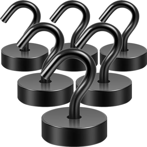 Neosmuk Magnethaken Schwarz,18kg Magnet Haken Extra Stark für Spind Organizer,Neodym Magnete,Haken Magnetisch Sehr Stark für Werkstatteinrichtung,Heckzelt,Grill,Kleiderhaken