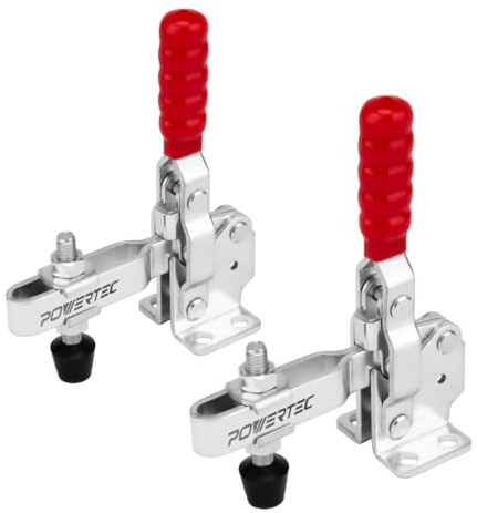 POWERTEC 20335 Schnellspanner, vertikale Knebelklemme, 5502-227 kg, Haltekapazität mit Gummidruckspitze, 2 Stück