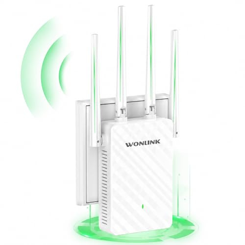 WONLINK WLAN-Verstärker, WLAN Repeater 1200 Mbit/s Dual-Band mit 4X Antennen, 1x LAN Port, WPS, MU-MIMO, Unterstützt Repeater/Router/AP Modus, Signal LED, ideal für Zuhause und Büro