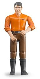 bruder 60007 - bworld Mann mit hellem Hauttyp und brauner Hose - 1:16 Spielzeugfigur, Bauer, Landwirt, Bauernhof, Mensch