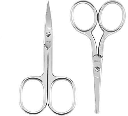 LIVINGO Nagelschere Ohrenschere Bartschere Maniküre Schere aus Edelstahl, 2 Stück Schere, mit Abgerundeten Spitzen zum Kürzen von Barthaaren, Ohrhaaren und Nasenhaaren