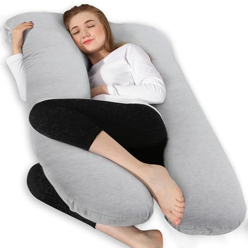 Chilling Home Schwangerschaftskissen,U Form Seitenschläferkissen Cooling | Stillkissen mit Atmungsaktiver Jersey Bezug,U Kissen Groß Lagerungskissen,Kissen für Frauen und Seitenschläfer(Kühles Grau)