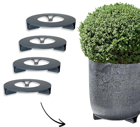 terraced® - 4er Set - Blumentopf Untersetzer - Farbe: Anthrazit - Rund - 27cm Durchmesser – Untersetzer Blumentopf – Recycling Material - Made in Germany