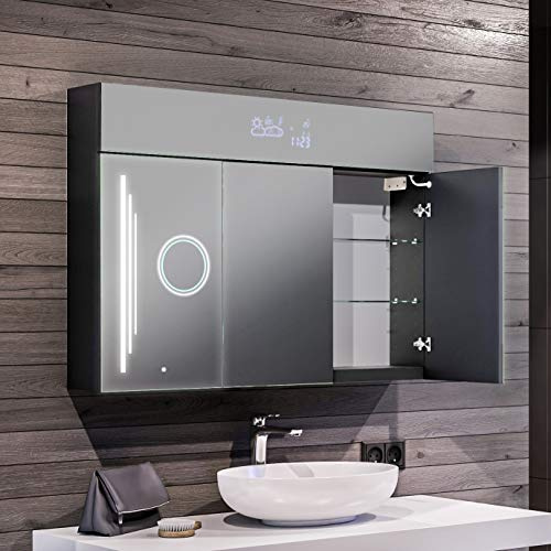 Artforma Spiegelschrank 100x72 cm SZ3L000 x51, LED | 17 Dekore, Badschrank, Beleuchtet Badezimmerschrank, LED Farbe und Zubehör zur Auswahl
