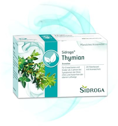 Sidroga® Thymian: Arzneitee bei Entzündungen bzw. Infektionen der Bronchien mit vermehrter Schleimproduktion, pflanzlich, 20 Teebeutel à 1,6 g