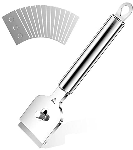 Gvolatee feldschaber mit ergonomischen Griff feldschaber Metall, Schaber feld mit 14Pcs Ersatzklingen, Glasschaber feld, Kochfeldschaber, feld Kratzer Entfernen für Reinigung Von Backofen