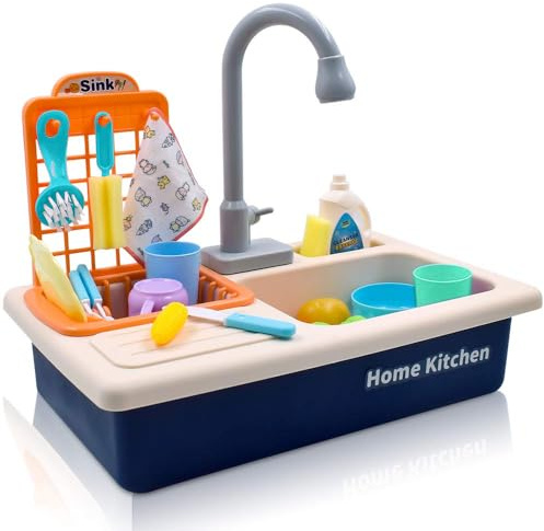 Acelane Küchenspielzeug mit Wasserkreislauf für Kinder ab 3 Jahre - Geschirrspüler, Spülbecken, Rollenspiel Spielset für Jungen und Mädchen