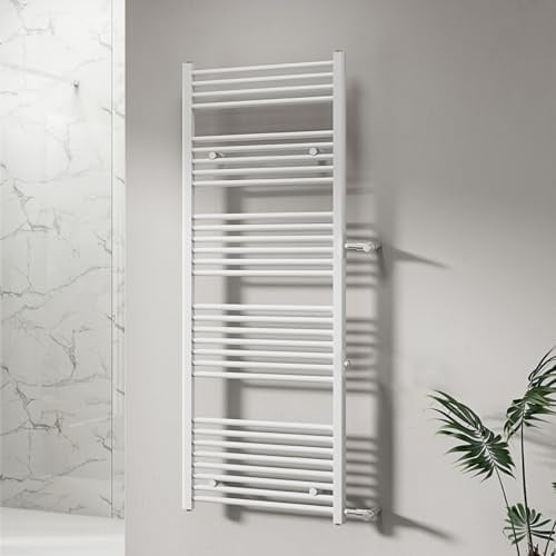 WITEN&NOCK Badheizkörper 1600x500mm Nabenabstand 500&900 mm gerade weiß | Handtuchtrockner Handtuchwärmer Designheizkörper Seitenanschluss für Badezimmer, Austauschheizkörper inkl. Montageset