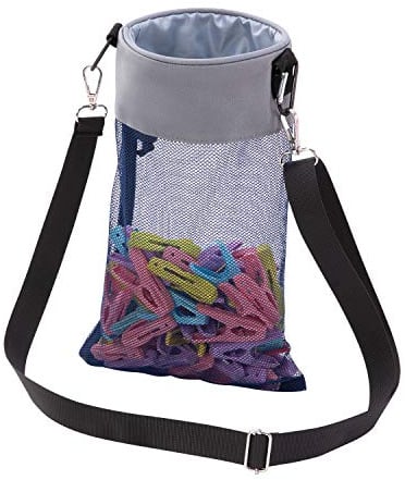 KGMCARE Wäscheklammerbeutel mit Haken zum aufhängen, Wäscheklammern Beutel für bis zu 100 Wäscheklammern, Indoor und Outdoor geeignet (Grau)