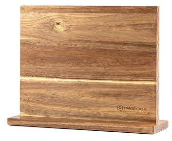 Hanseküche Messerblock - Messerhalter ohne Messer aus Holz Messerbrett (Akazie Braun, Doppelseitig)