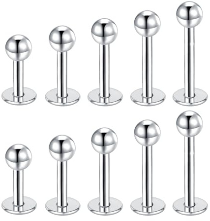 Besyvvin Lippenpiercing Labret Steckers 1,2mm Chirurgenstahl Plastik Piercing Lippe Helix Tragus Monroe Medusa Stecker Schmuck 4-12mm