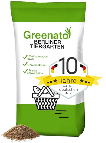 5 kg Rasensamen schnellkeimend Greenato Berliner Tiergarten - für Zierrasen, Spielrasen, Schattenrasen oder Trockenrasen, Rasensaat geeignet für alle Rasenflächen - reicht für 200 m²