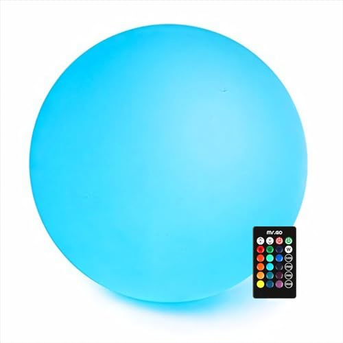 Mr.Go 16 LED Lampe Kugel Wasserdichte Garten Leuchte Kugelleuchte, RGB Farbwechsel Stimmungslicht mit Fernbedienung, 16 Farben, 8 Dimmbar Helligkeit, Wiederaufladbare Nachtlicht für Innen Außen Dekor