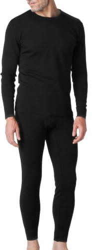 LAPASA Herren 100% Merinowolle Thermounterwäsche Set, Premium Merino Wolle Unterhemd & Unterhosen, warme Thermo Funktionsunterwäsche (M31, Warm, Large, schwarz)