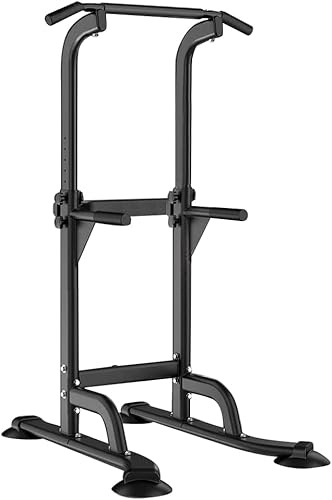 SogesHome Klimmzugstange Power Tower Übung Euipment für Zuhause Fitnessstudio Dip Station Höhenverstellbar Fitness Krafttraining Dip-Stationen