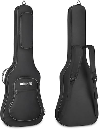 Donner E-gitarrentasche 39 Zoll E-Gitarre Gig Bag, 10MM Dicke Rucksack Weiches, solides Gitarrenkoffer mit verstellbaren Trägern, wasserdichtes Vlies Verdicktes Schwammpad Zwei Taschen, Schwarz