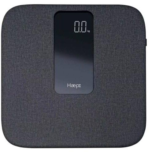 Haepi - Elektronische Personenwaage aus ultraweichem Leinen mit großer Platte, großes Display, Oberfläche aus Leinen, sehr weich, Design und präzise, maximale Kapazität von 180 kg