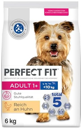 Perfect Fit Adult 1+ Trockenfutter für kleine Hunde (<10kg), 6kg (1 Beutel) – Premium Hundefutter trocken reich an Huhn, zur Unterstützung der Vitalität