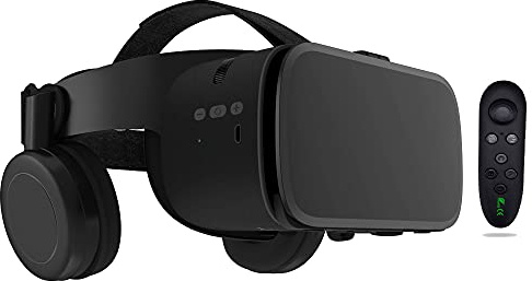 VR Brille für Handys, Bluetooth VR Headset für iPhone/Samsung Handy 3D Virtual Reality Brille mit kabelloser Fernbedienung, VR Brille für Filme und Spiele kompatibel mit Android/iOS-Handys (schwarz)